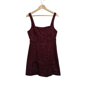 Urban Outfitters Women's Maroon Red Floral Jacquard Jumper Dress Size 12